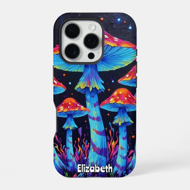 Coque iPhone Forêt de casquettes néon (Verso)