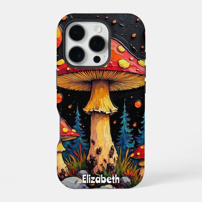 Coque iPhone Forêt de champignons cosmiques (Verso)