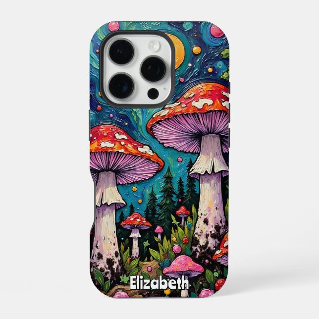 Coque iPhone Forêt de champignons magiques (Verso)