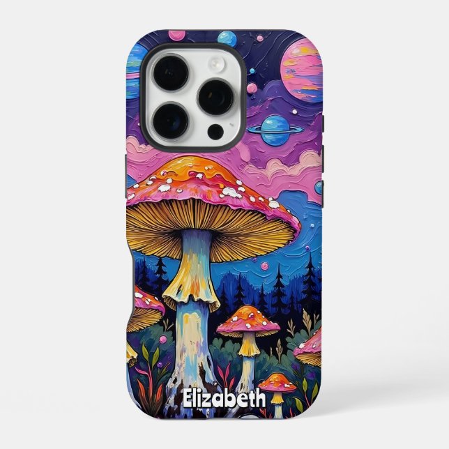 Coque iPhone Forêt de champignons planétaires (Verso)