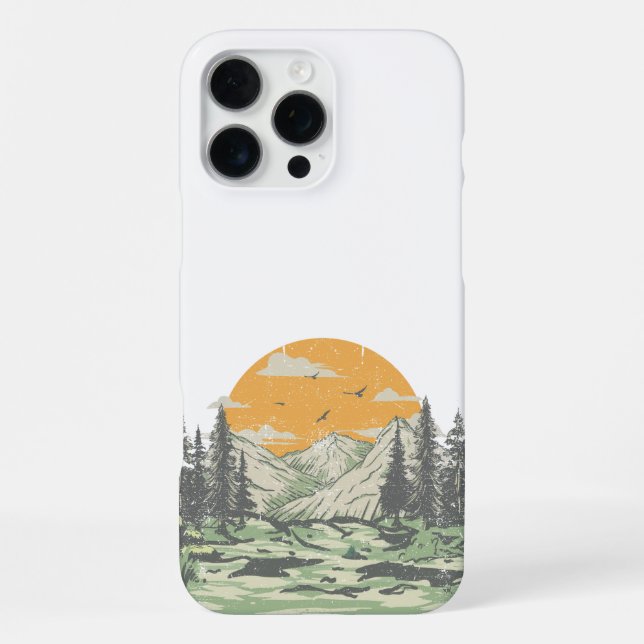 Coque iPhone Forêt de montagne rustique moderne (Verso)