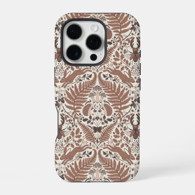 Coque iPhone Forêt de mousse de Mocha/Bois et plantes (Verso)