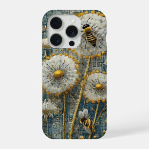 Coque iPhone 15 Pro Forêt de pissenlits Abeilles occupées