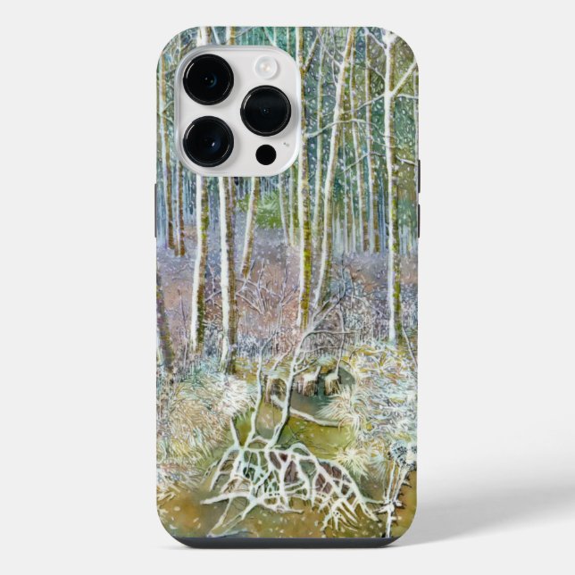 Coque iPhone forêt d'hiver Aquarelle (Verso)