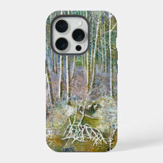 Coque iPhone 15 Pro forêt d'hiver Aquarelle