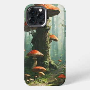 Etui iPhone 13 Pro Max forêt magique, amanite tue-mouches, forêt féerique
