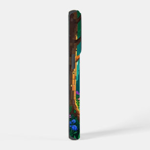 Coque iPhone 15 Pro Forêt magique Pixel Art Nom personnalisé