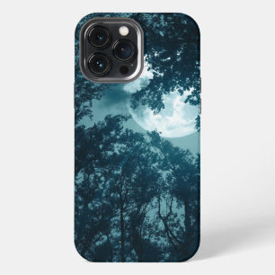 Etui iPhone 13 Pro Max Forêt nocturne enchantée avec pleine lune