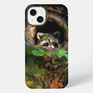 Etui iPhone 13 Forêt   Raccoon Peeking