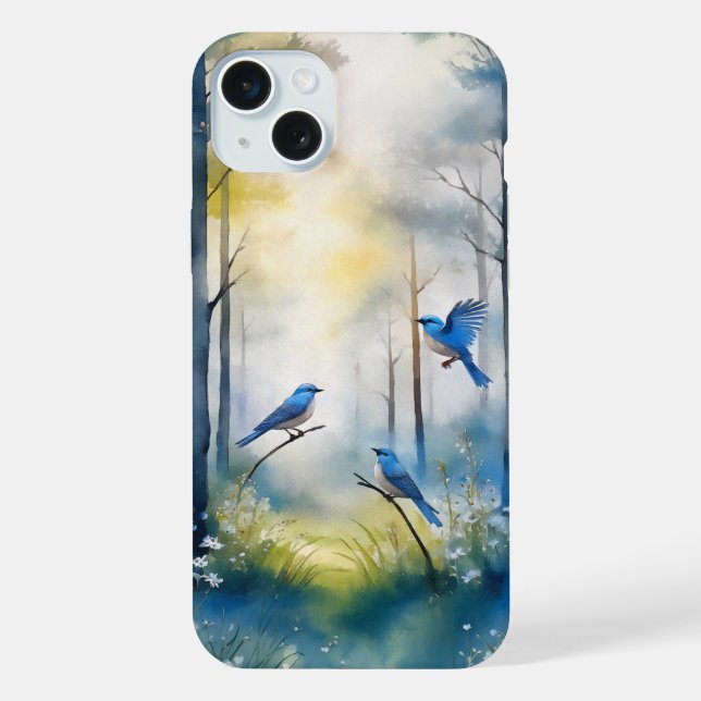 Coque iPhone Forêt Scénique des Merlesbleus des Bois (Verso)