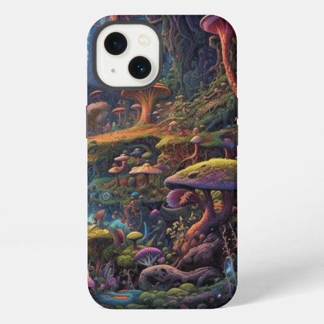 Coque iPhone Forêt tripante avec créature étrange (Verso)