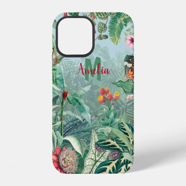 Coque iPhone Forêt tropicale fantastique et fabuleuse Monogramm (Verso)