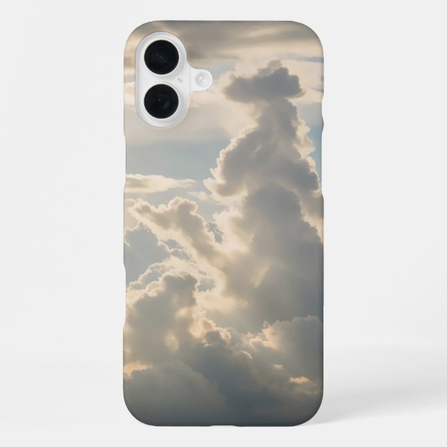 Coque iPhone Formations de nuages en blanc et gris doux (Verso)