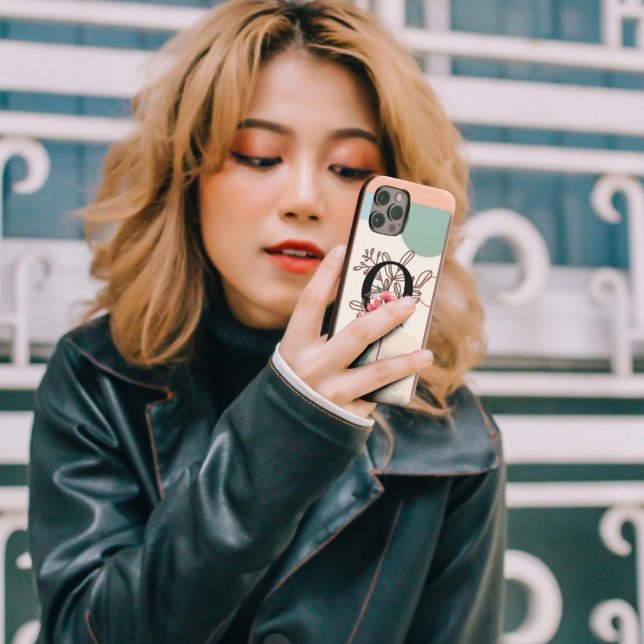 Coque iPhone Forme Botanique Boho Rétro Avec Nom 1ère Lettre Ma (Créateur téléchargé)