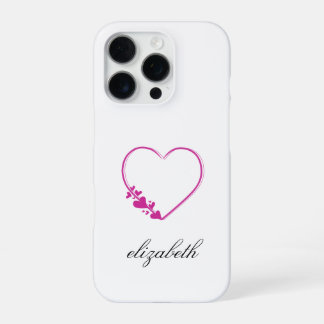 Coque iPhone 16 Pro forme de cœur rouge avec fond personnalisé