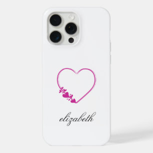Coque iPhone 15 Pro Max forme de cœur rouge avec fond personnalisé