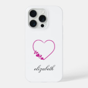 Coque iPhone 15 Pro forme de cœur rouge avec fond personnalisé