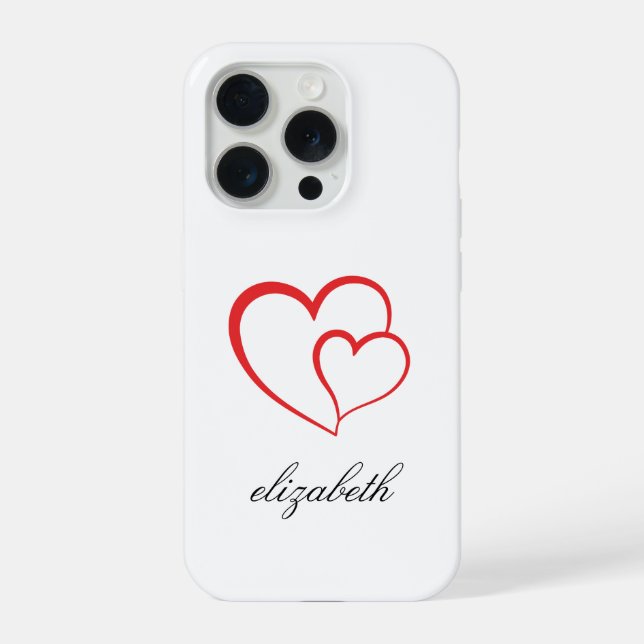 Coque iPhone forme de cœur rouge avec fond personnalisé  (Verso)