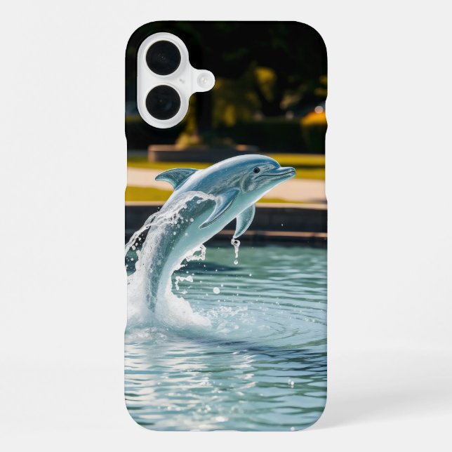 Coque iPhone forme d'un dauphin jaillissant de l'eau (Verso)