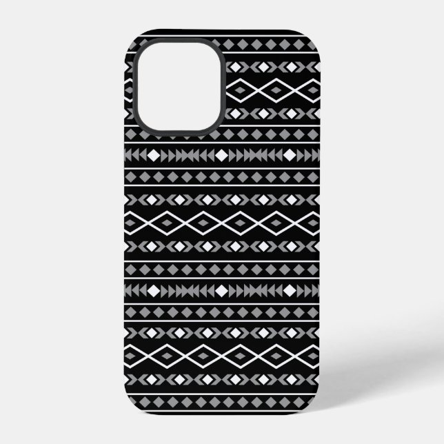 Coque iPhone Formes Aztec Motif gris noir (Verso)