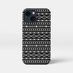Etui iPhone 13 Mini Formes Aztec Motif gris noir