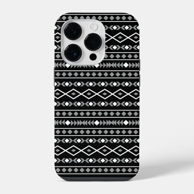 Coque iPhone Formes Aztec Motif gris noir (Verso)