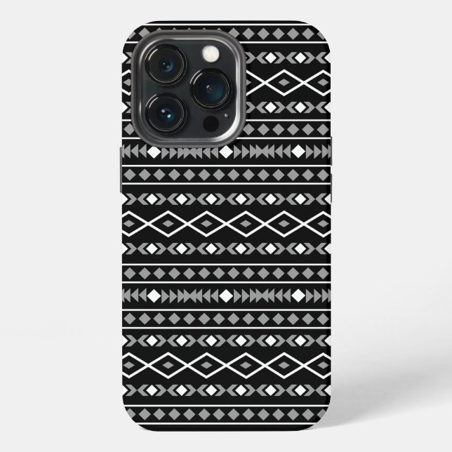 Coque iPhone Formes Aztec Motif gris noir (Dos)