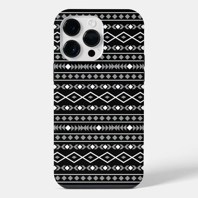 Coque iPhone Formes Aztec Motif gris noir (Verso)