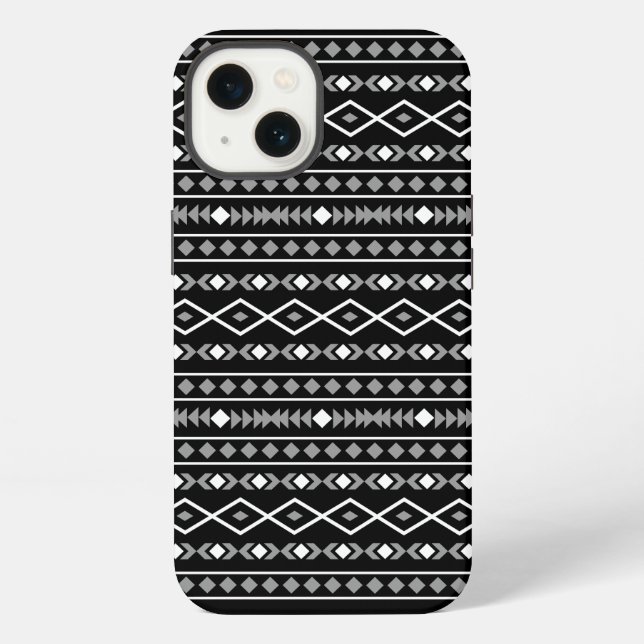 Coque iPhone Formes Aztec Motif gris noir (Verso)
