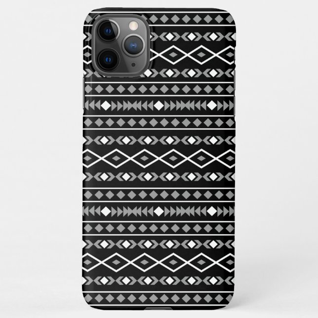 Coque iPhone Formes aztèques Motif blanc gris noir (Dos)