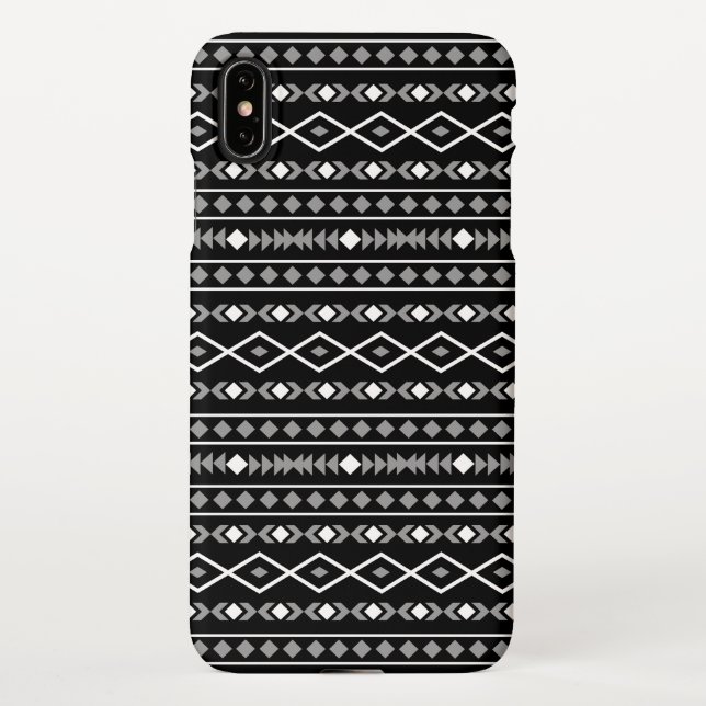 Coque iPhone Formes aztèques Motif blanc gris noir (Dos)