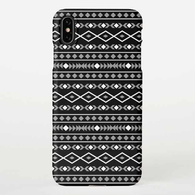 Coque iPhone Formes aztèques Motif blanc gris noir (Dos)