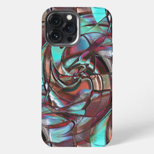 Etui iPhone 13 Pro Max Formes circulaires incurvées de menthe à vin en sa