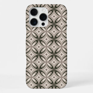 Coque iPhone 16 Pro Max Formes circulaires rétro beige et marron
