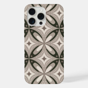 Coque iPhone 15 Pro Max Formes circulaires rétro beige et marron