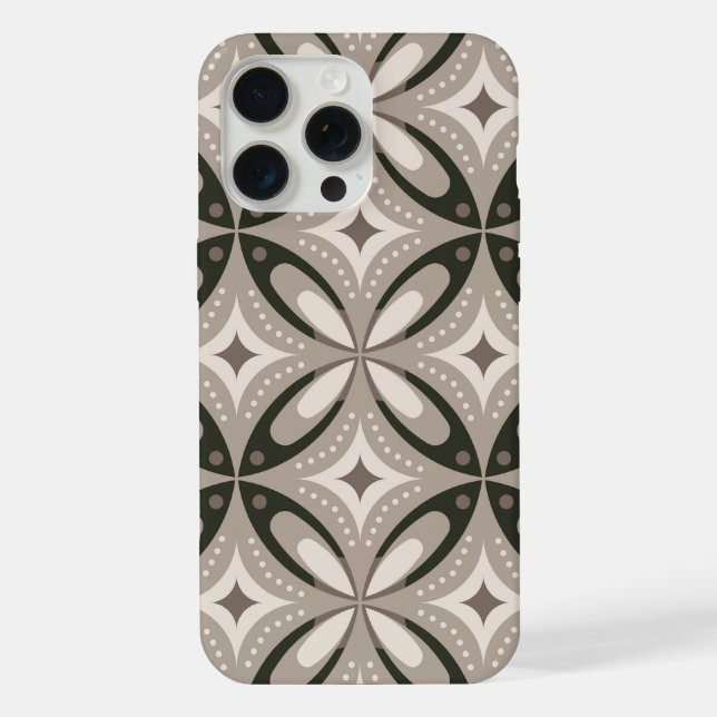 Coque iPhone Formes circulaires rétro beige et marron (Verso)
