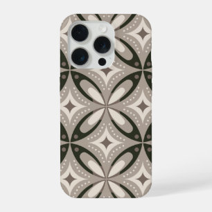 Coque iPhone 15 Pro Formes circulaires rétro beige et marron