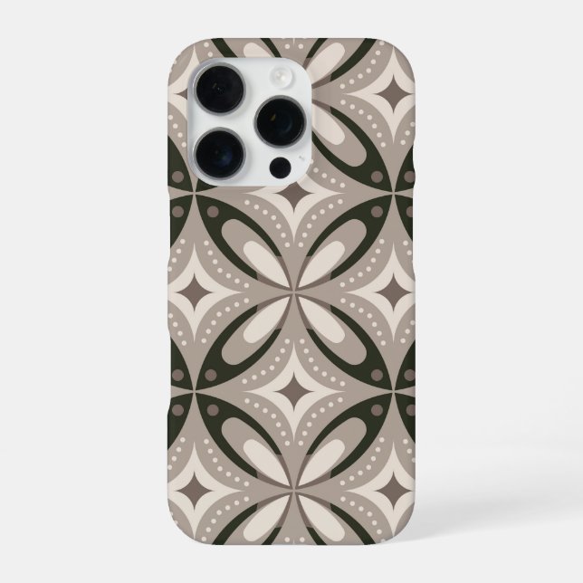 Coque iPhone Formes circulaires rétro beige et marron (Verso)