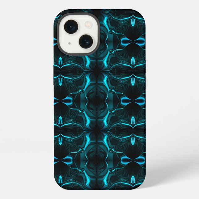 Coque iPhone Formes, "cyan strokes float" sur arrière - plan so (Verso)