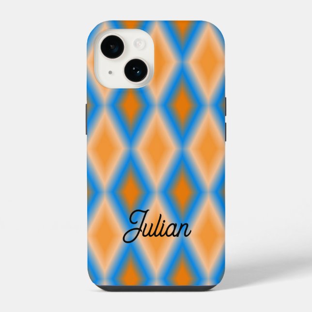 Coque iPhone Formes de losange orange dégradé (Verso)