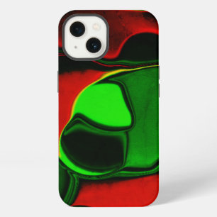 Etui iPhone 13 Formes déformées et étranges, couleurs rouge et ve