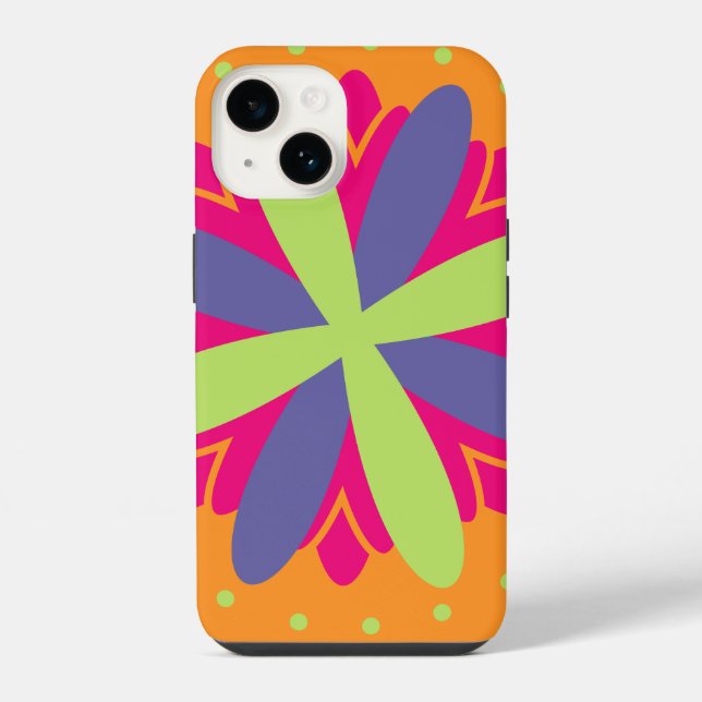 Coque iPhone Formes florales orange vibrant (Verso)