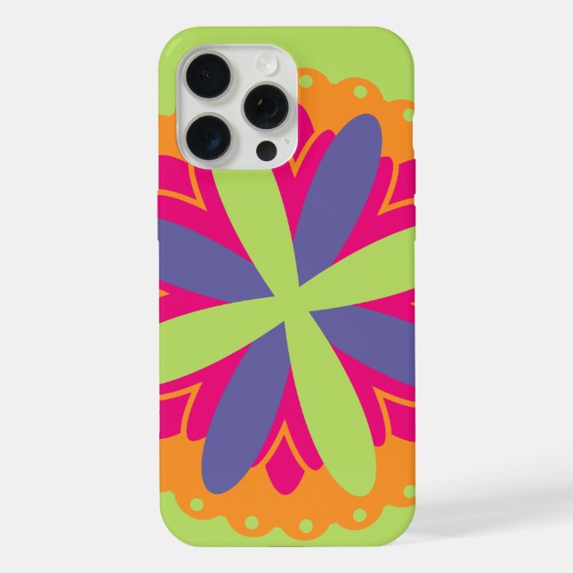 Coque iPhone Formes florales orange vibrant (Verso)