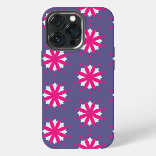 Etui iPhone 13 Pro Formes florales violettes et roses