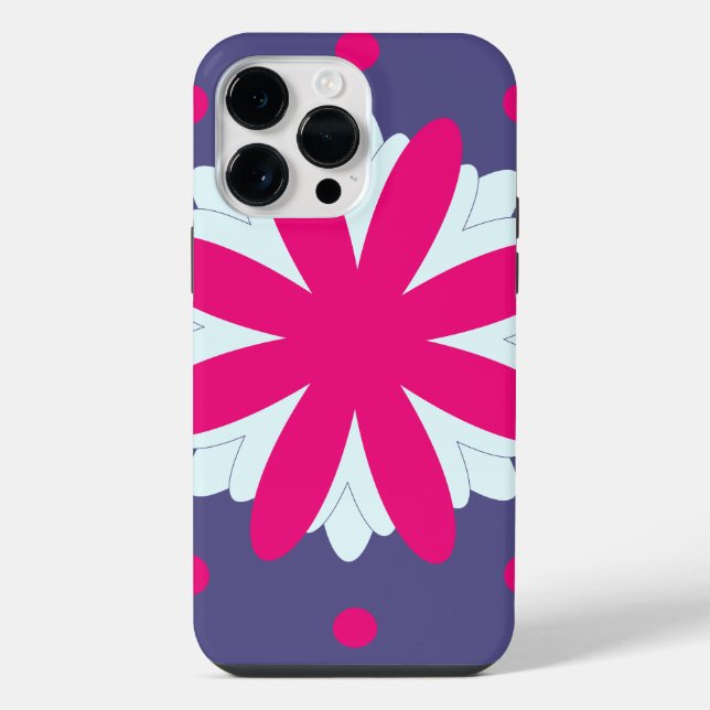 Coque iPhone Formes florales violettes et roses (Verso)