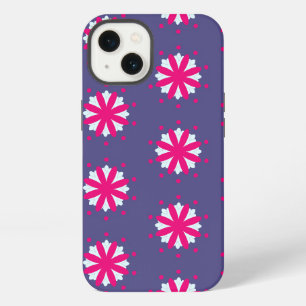 Etui iPhone 13 Formes florales violettes et roses