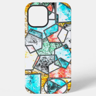 Coque iPhone 12 Pro Max Formes géométriques avec des textures blanchâtres 