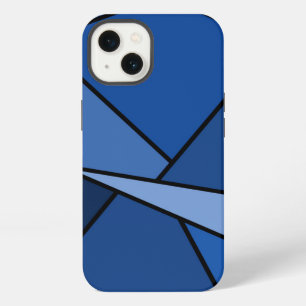 Etui iPhone 13 Formes géométriques bleues Abstraites en gras