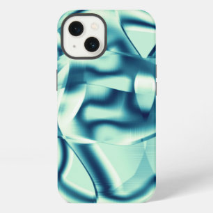 Etui iPhone 13 Formes incurvées bleu verdâtre, tons cyan voyants