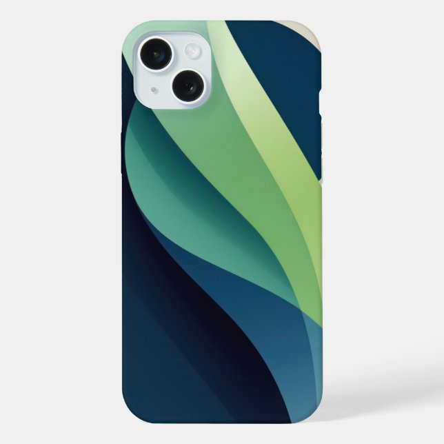 Coque iPhone Formes ondulées vertes et bleues (Verso)